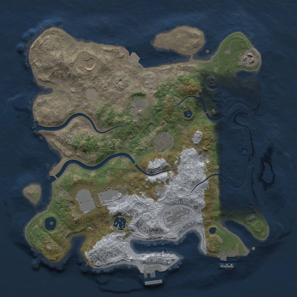Rust Map: Procedural Map, Size: 3500, Seed: 833665592, 13 Monuments