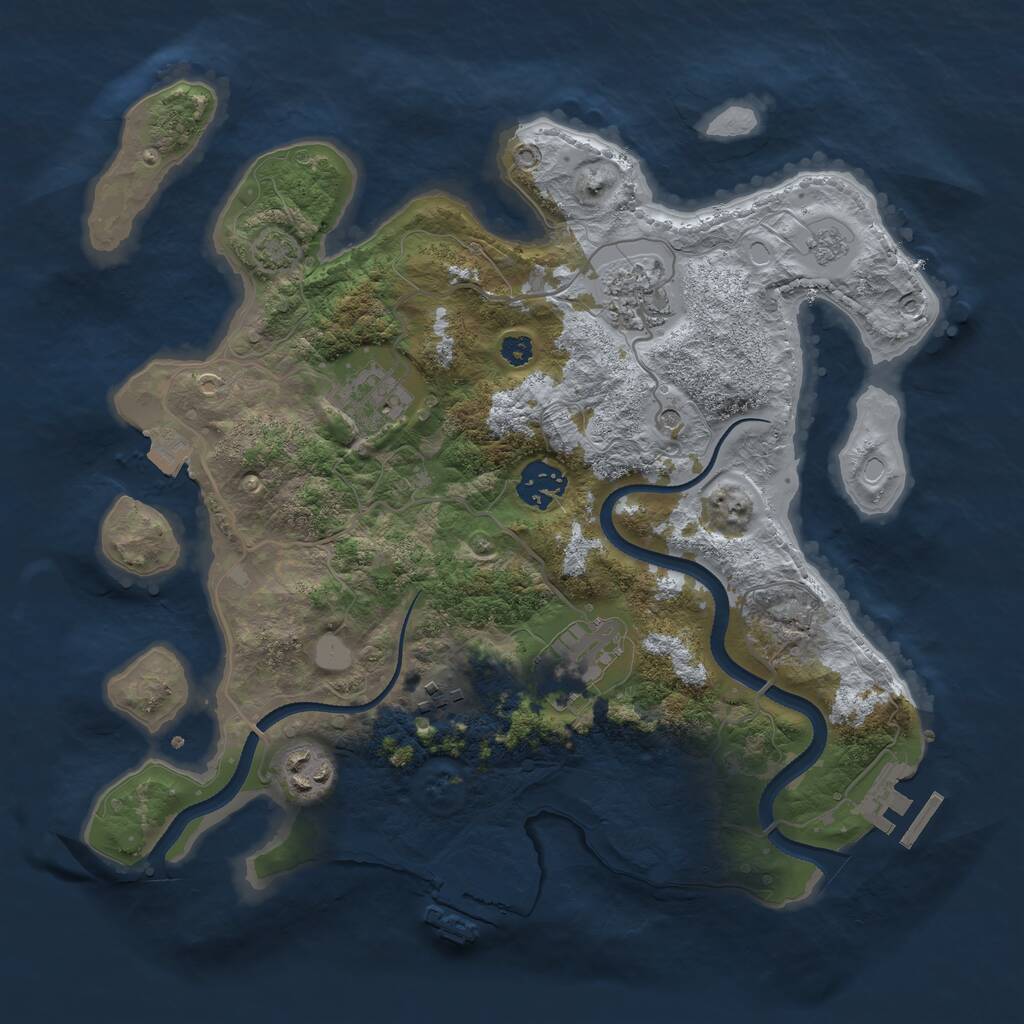 Rust Map: Procedural Map, Size: 3277, Seed: 123, 12 Monuments