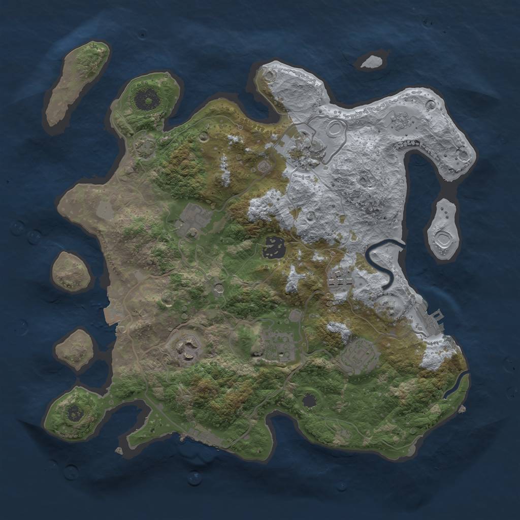 Rust Map: Procedural Map, Size: 3277, Seed: 123, 15 Monuments