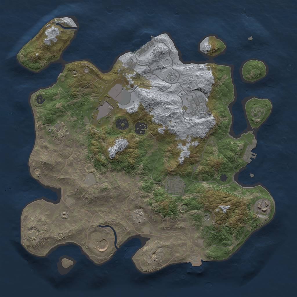 Rust Map: Procedural Map, Size: 3500, Seed: 23711073, 16 Monuments