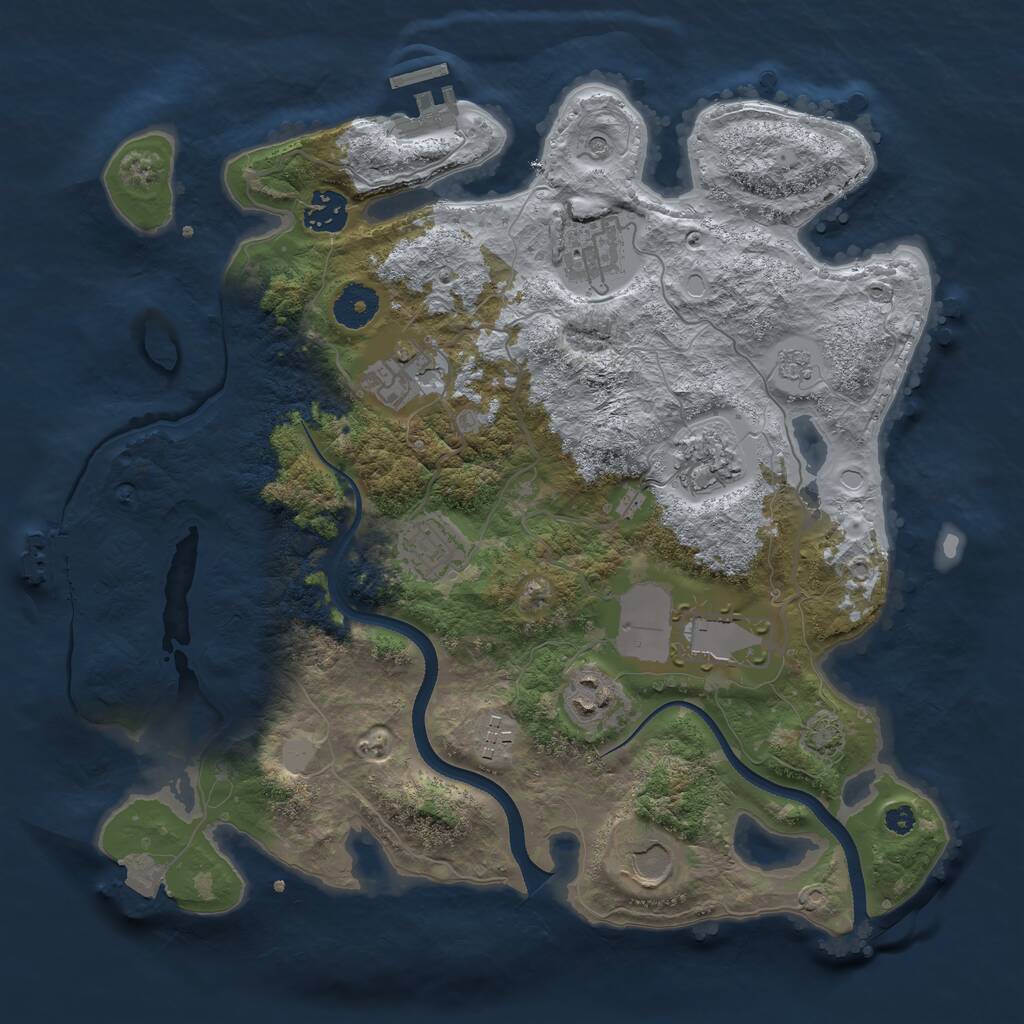 Rust Map: Procedural Map, Size: 3500, Seed: 1102124045, 15 Monuments