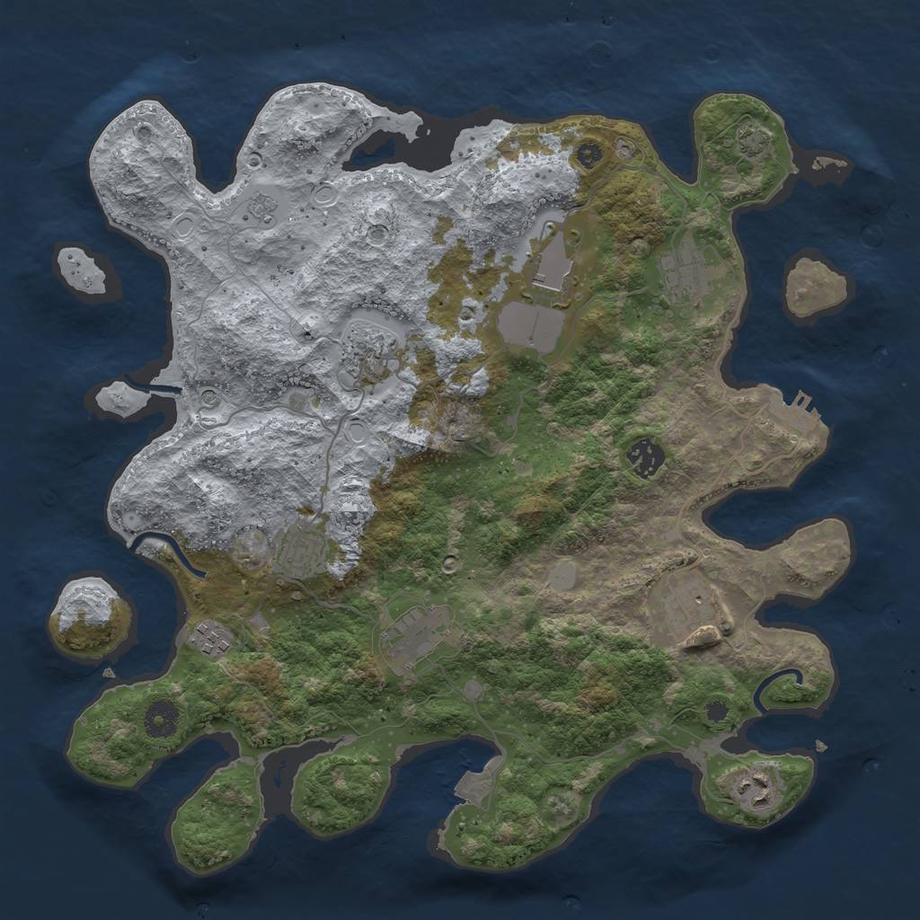 Rust Map: Procedural Map, Size: 3750, Seed: 957590, 16 Monuments