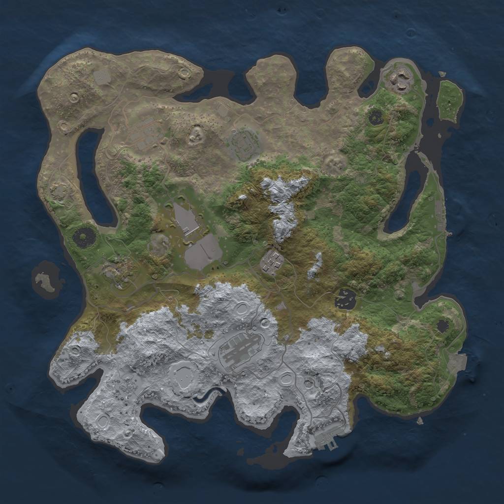 Rust Map: Procedural Map, Size: 3500, Seed: 1107857159, 16 Monuments