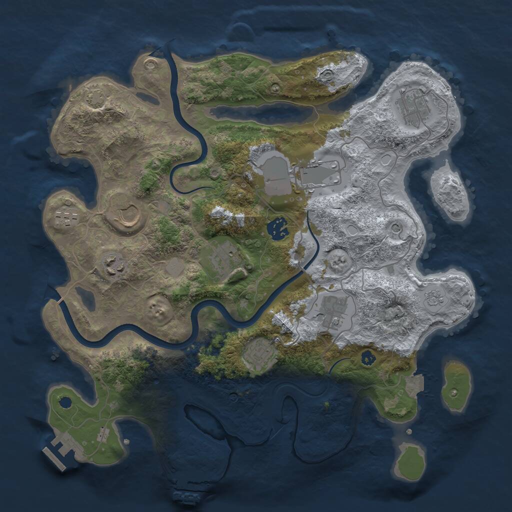 Rust Map: Procedural Map, Size: 3500, Seed: 422625169, 15 Monuments