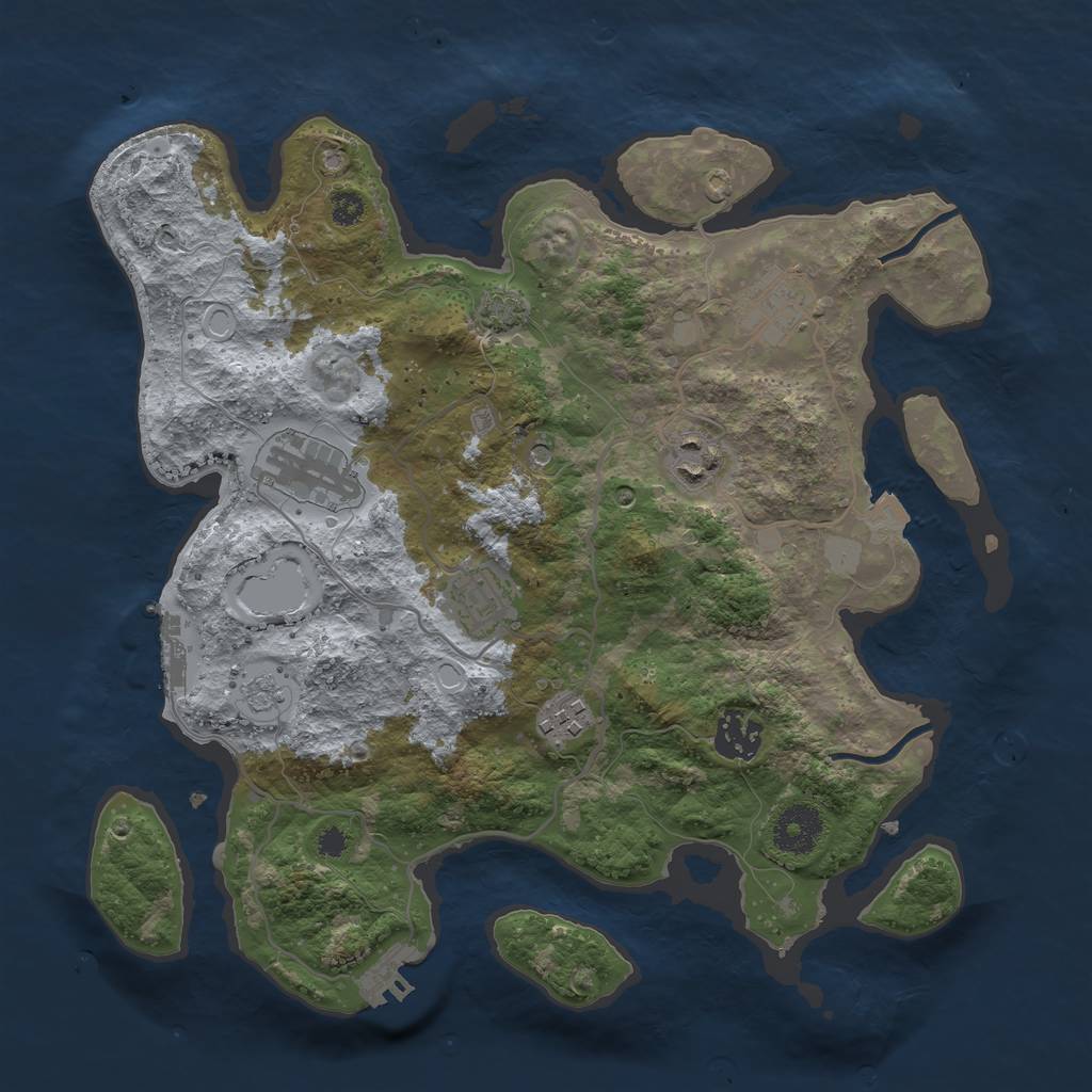 Rust Map: Procedural Map, Size: 3300, Seed: 646179518, 14 Monuments