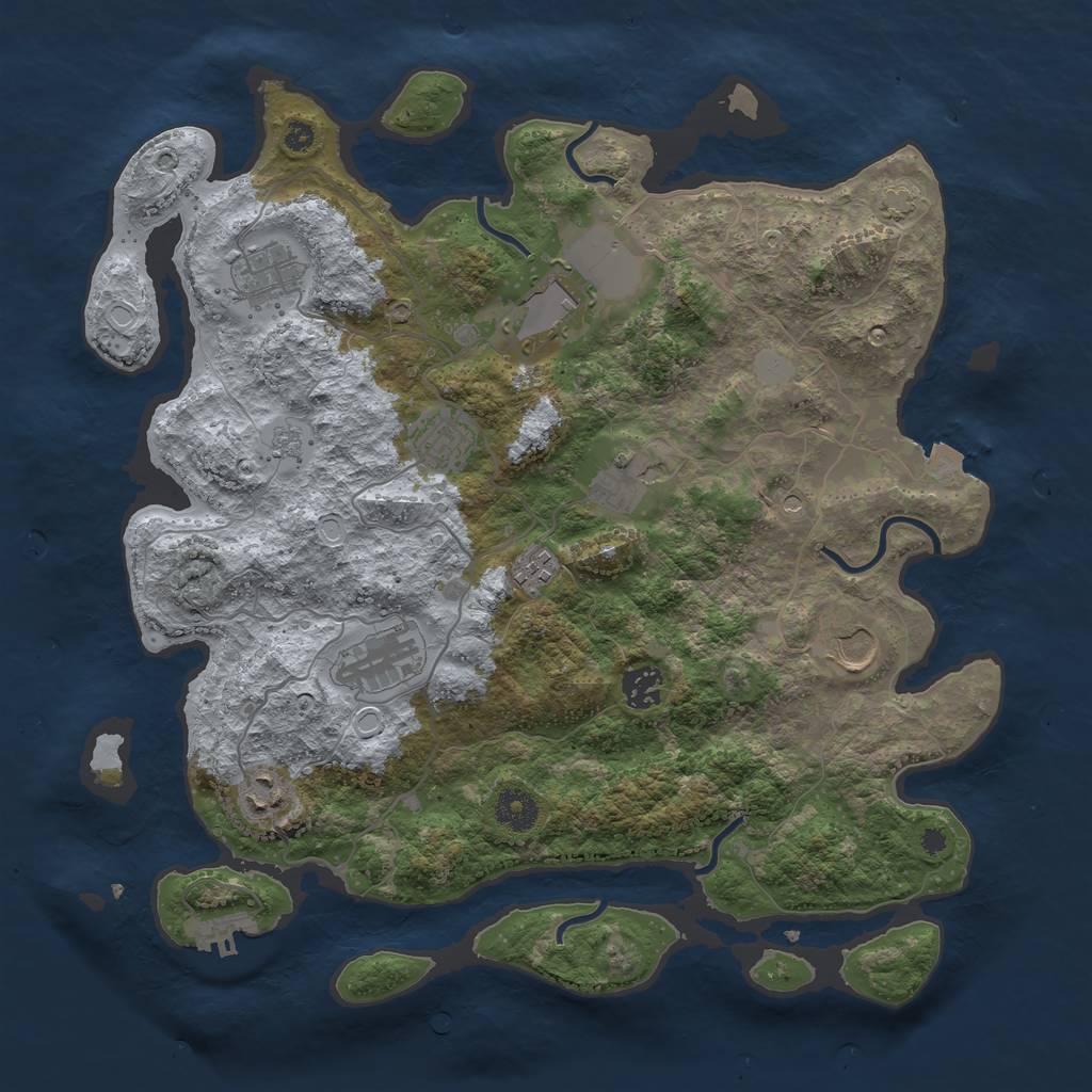 Rust Map: Procedural Map, Size: 3800, Seed: 59793164, 16 Monuments