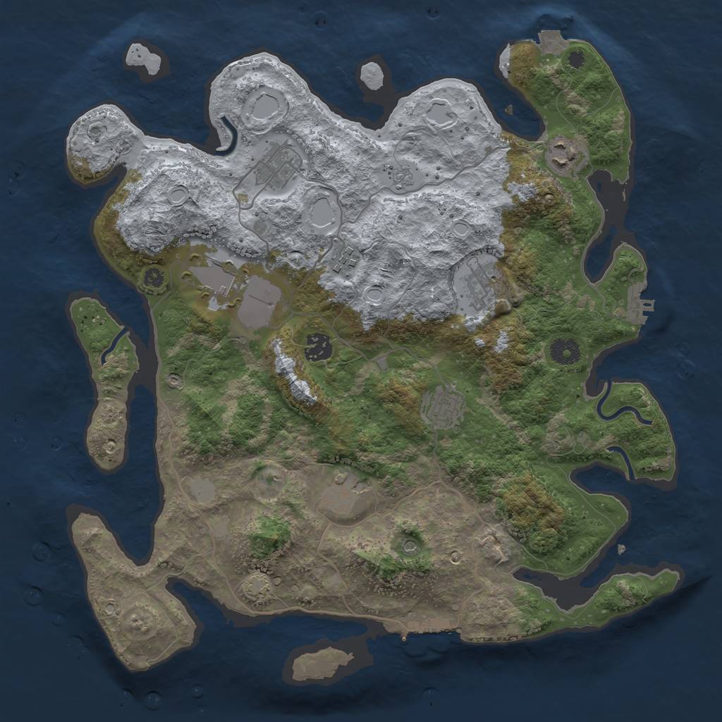 Rust Map: Procedural Map, Size: 3750, Seed: 229403198, 16 Monuments