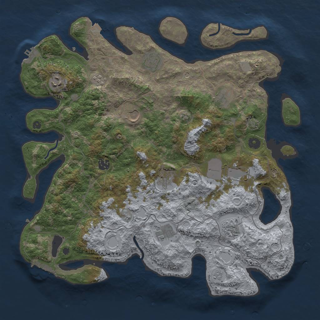 Rust Map: Procedural Map, Size: 4000, Seed: 1952527279, 18 Monuments