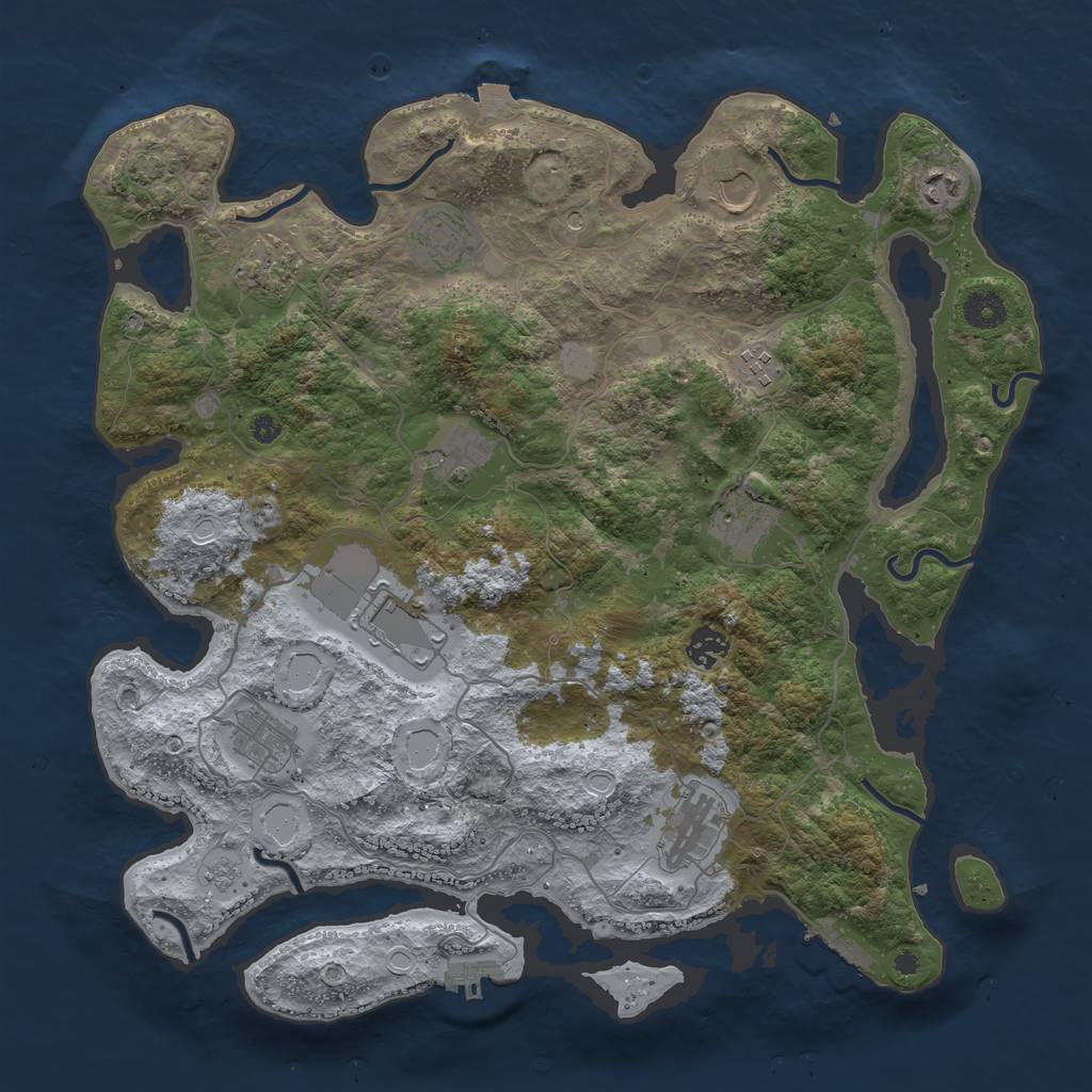 Rust Map: Procedural Map, Size: 4000, Seed: 1261137632, 19 Monuments