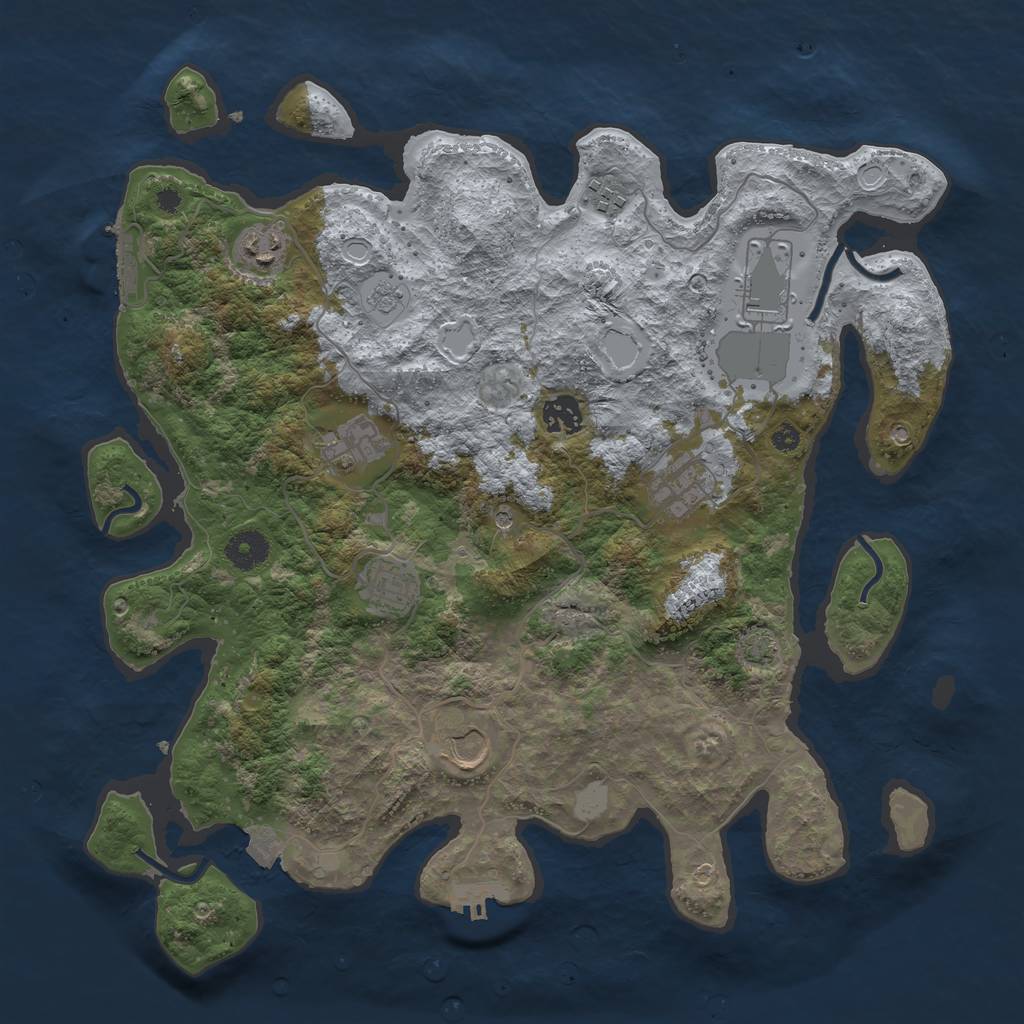 Rust Map: Procedural Map, Size: 3800, Seed: 19723986, 16 Monuments