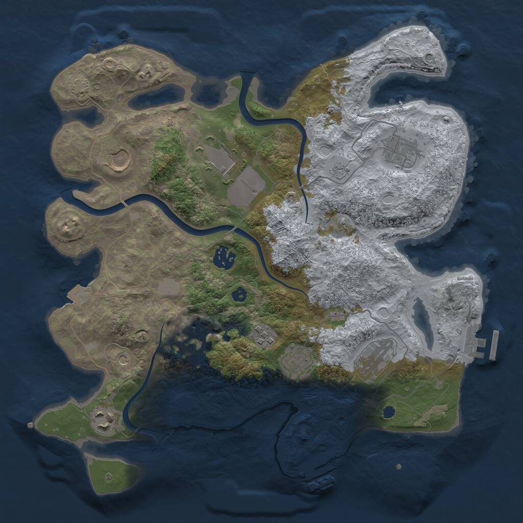 Rust Map: Procedural Map, Size: 3500, Seed: 985491709, 15 Monuments