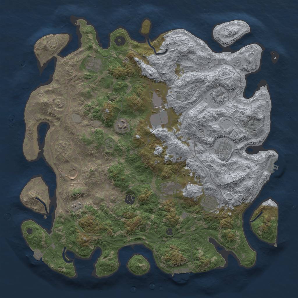 Rust Map: Procedural Map, Size: 4300, Seed: 1735295375, 18 Monuments