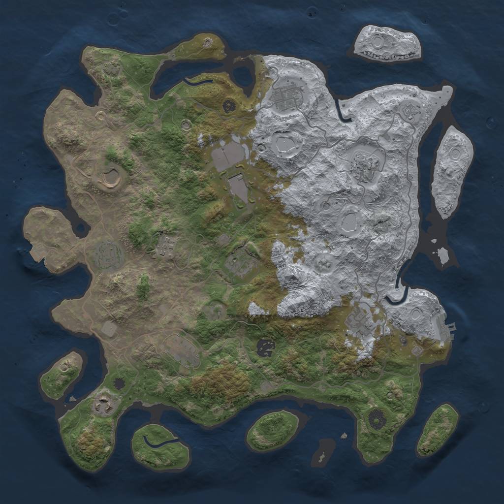 Rust Map: Procedural Map, Size: 4000, Seed: 296115113, 18 Monuments