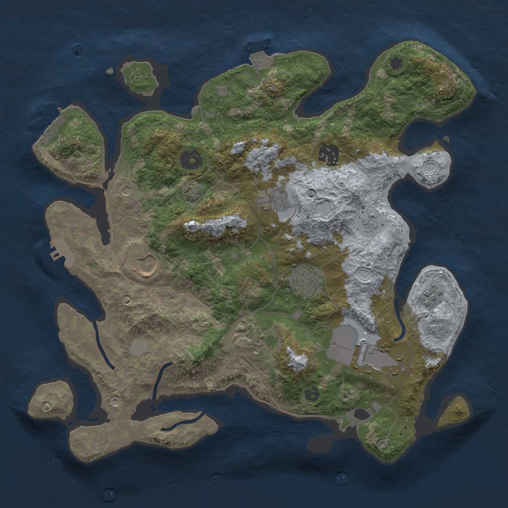 Rust Map: Procedural Map, Size: 3500, Seed: 1352440256, 15 Monuments