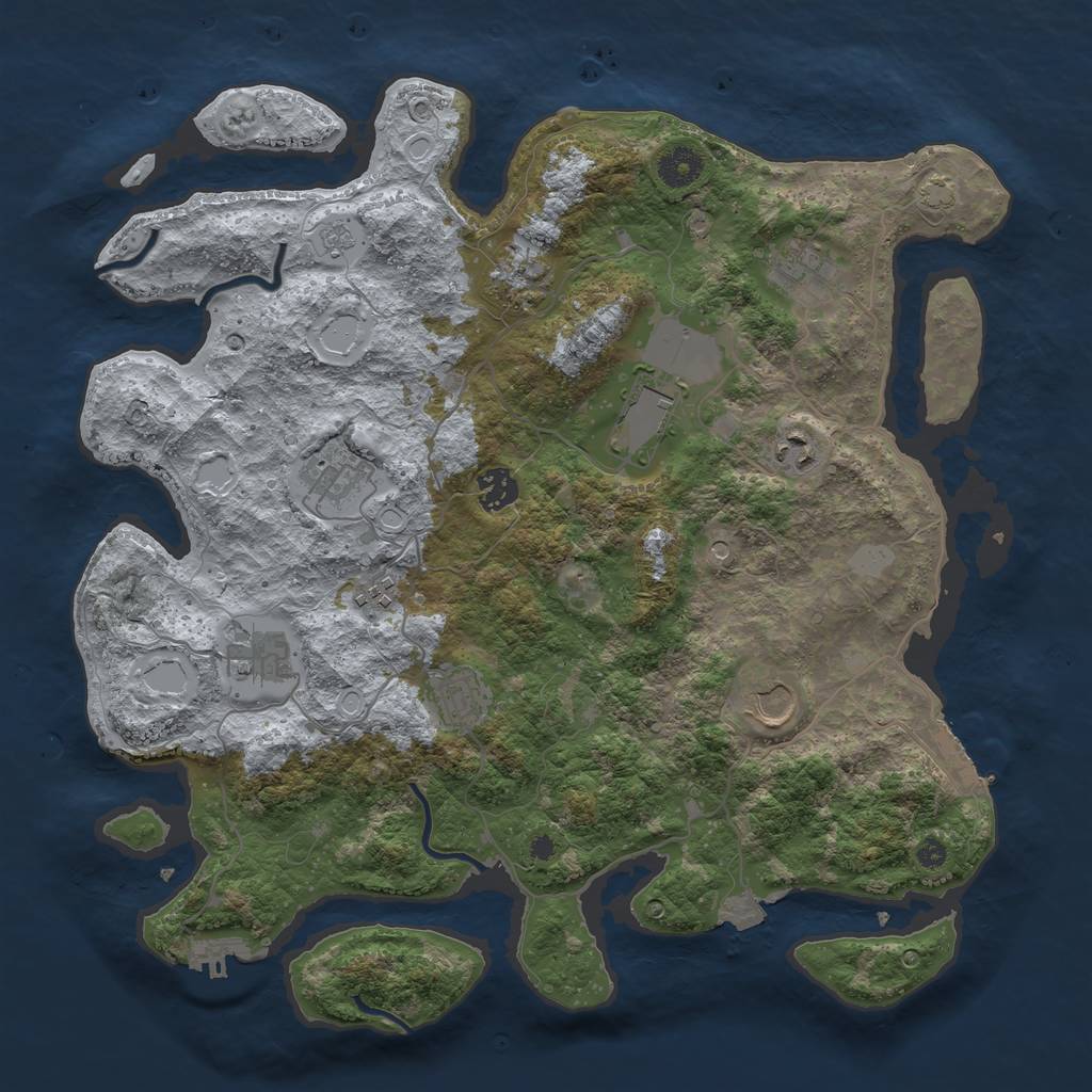 Rust Map: Procedural Map, Size: 3850, Seed: 1369, 18 Monuments