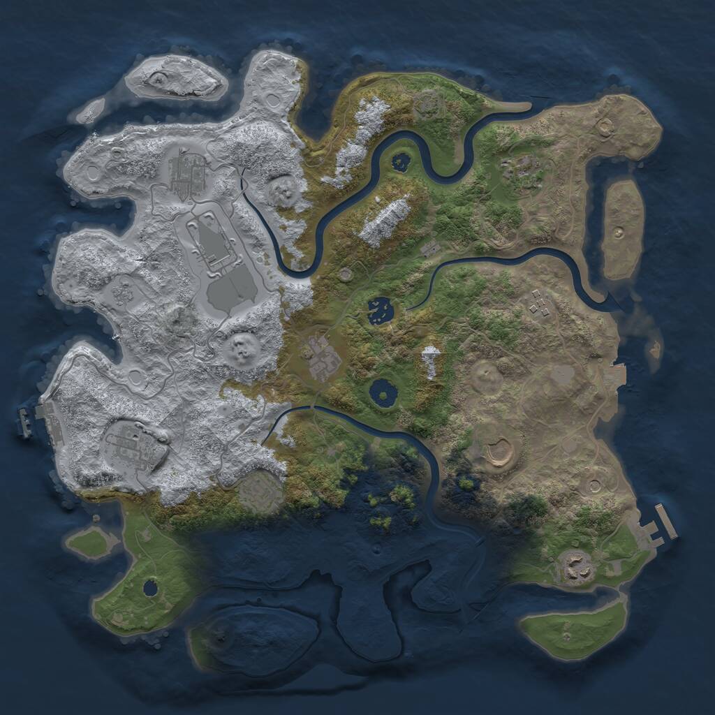 Rust Map: Procedural Map, Size: 3850, Seed: 1369, 16 Monuments