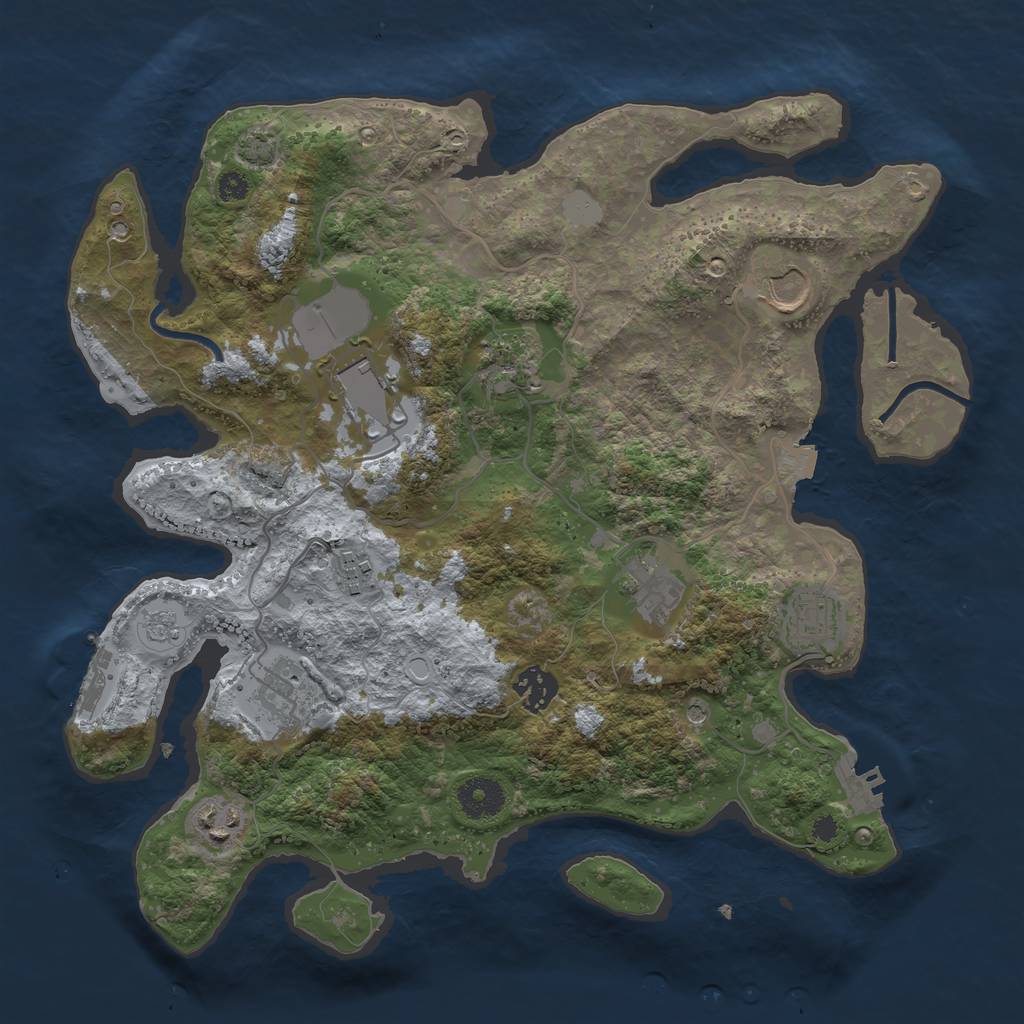 Rust Map: Procedural Map, Size: 3500, Seed: 544391821, 17 Monuments