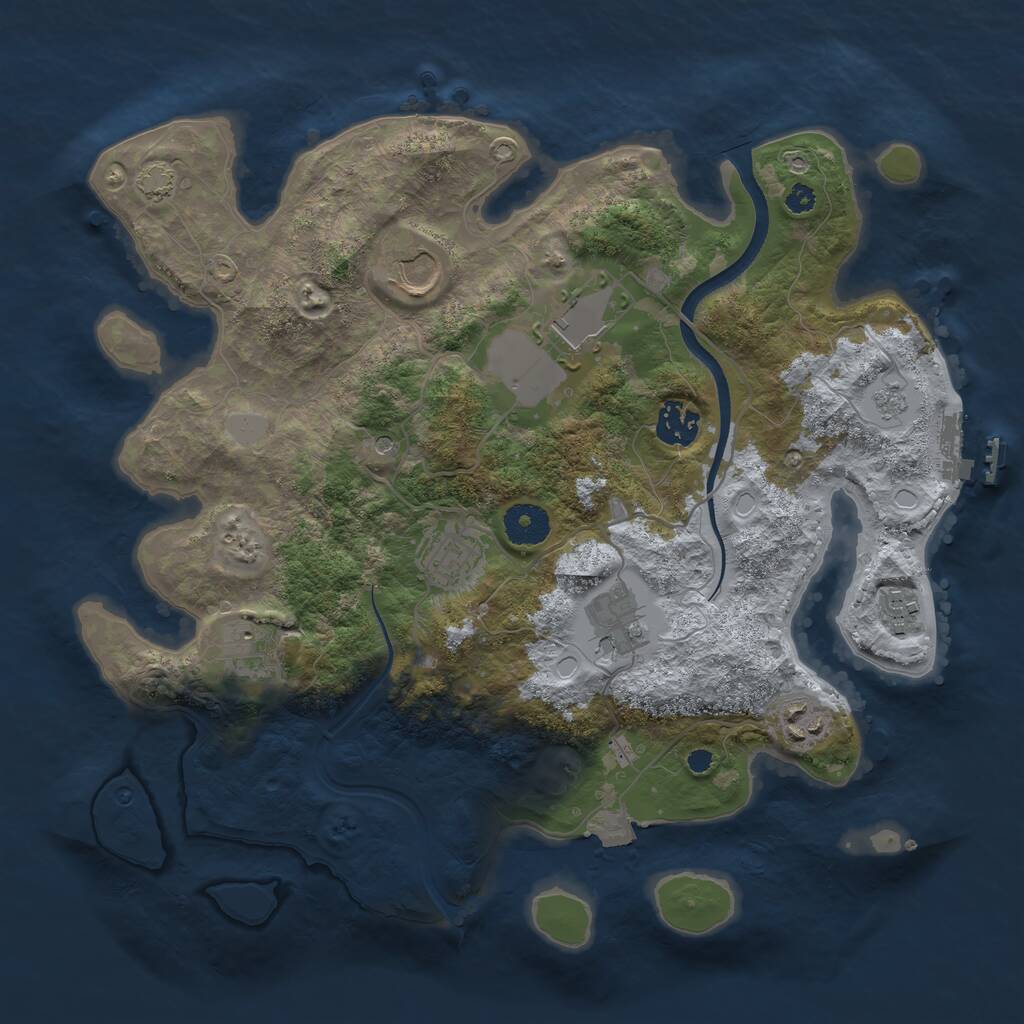 Rust Map: Procedural Map, Size: 3500, Seed: 665190723, 13 Monuments
