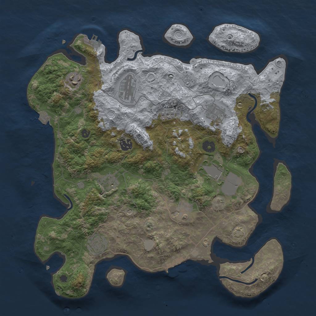 Rust Map: Procedural Map, Size: 3750, Seed: 1485190291, 17 Monuments