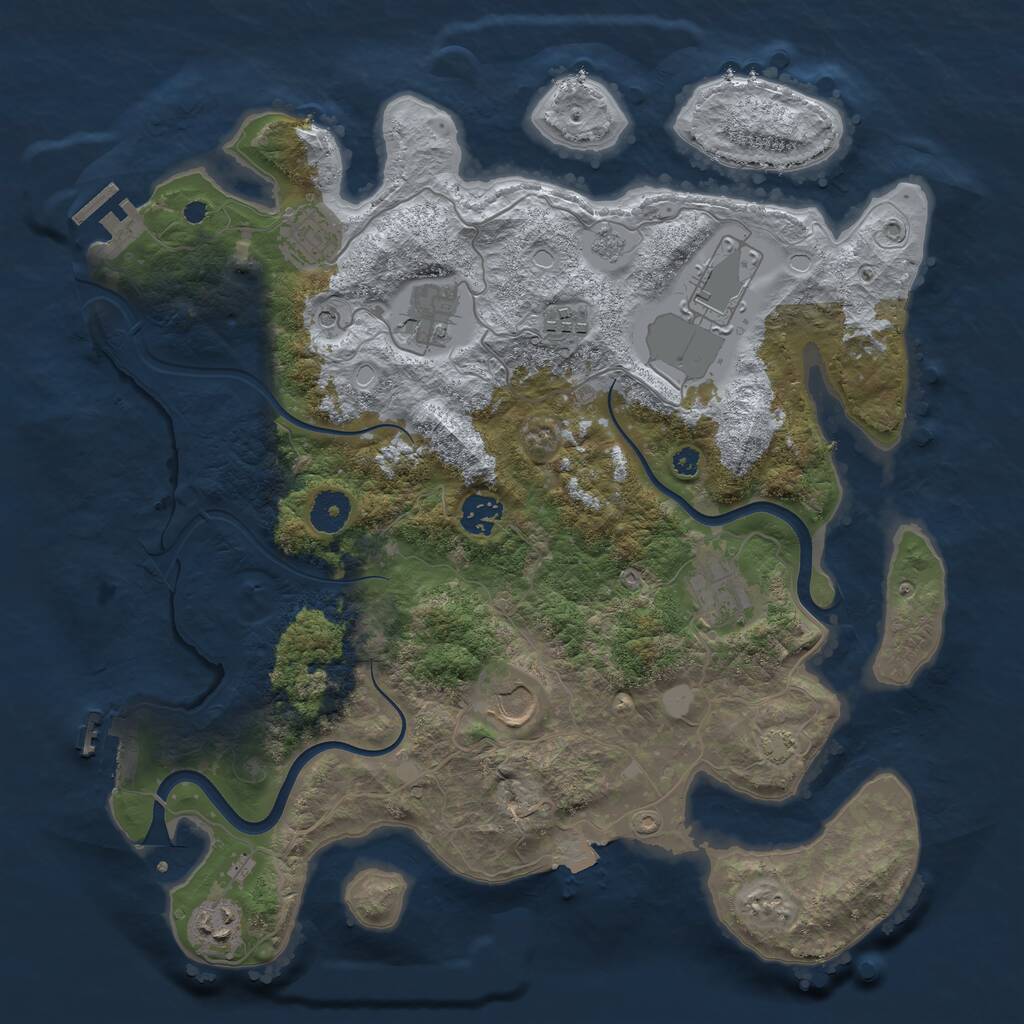 Rust Map: Procedural Map, Size: 3750, Seed: 1485190291, 14 Monuments