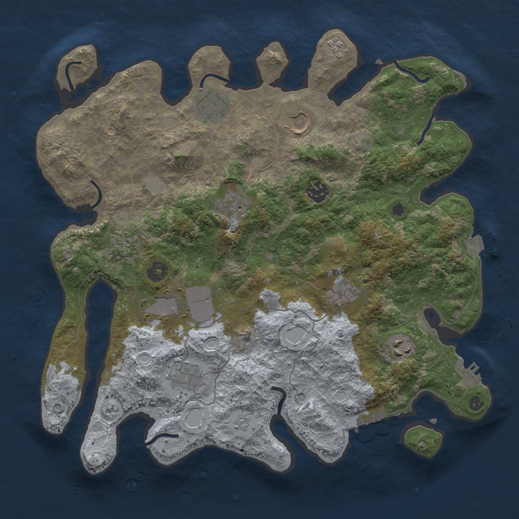 Rust Map: Procedural Map, Size: 3750, Seed: 229766, 18 Monuments