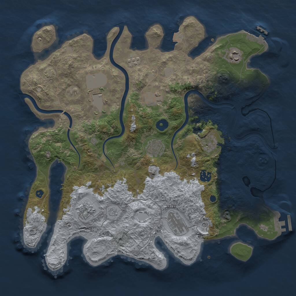 Rust Map: Procedural Map, Size: 3750, Seed: 229766, 15 Monuments