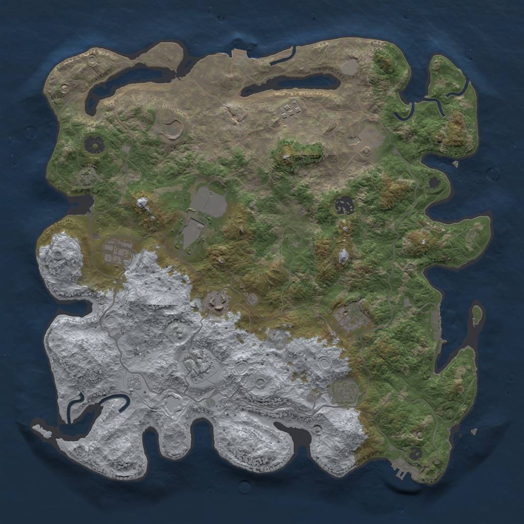 Rust Map: Procedural Map, Size: 4000, Seed: 1290231351, 18 Monuments