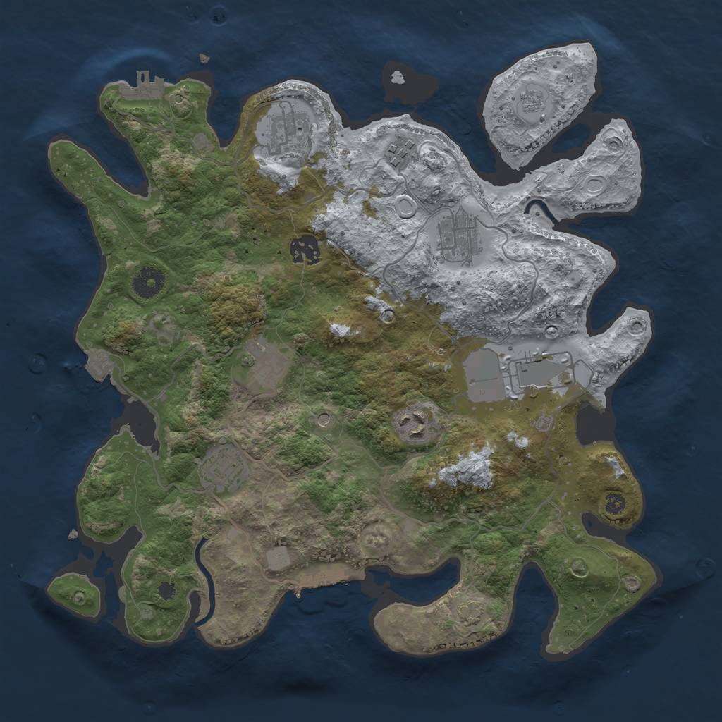 Rust Map: Procedural Map, Size: 3500, Seed: 2050548082, 16 Monuments