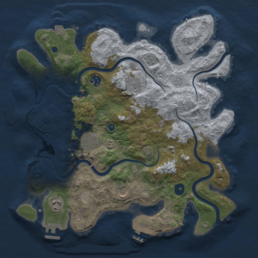 Rust Map: Procedural Map, Size: 3500, Seed: 2050548082, 12 Monuments