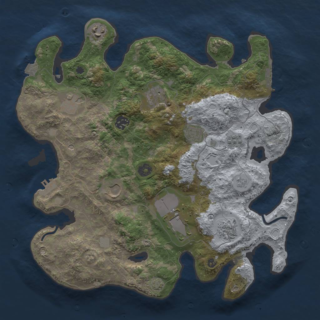 Rust Map: Procedural Map, Size: 3500, Seed: 1138188636, 17 Monuments