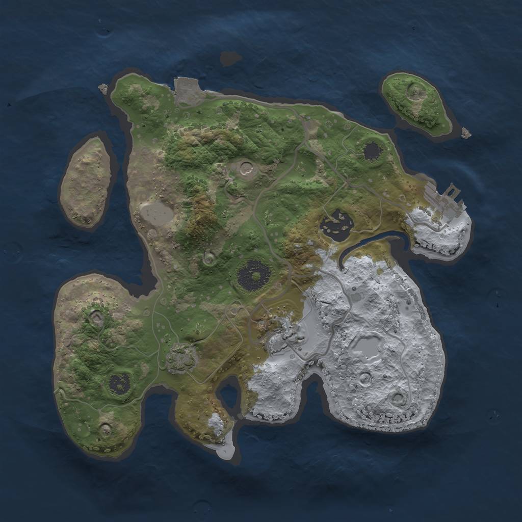 Rust Map: Procedural Map, Size: 2500, Seed: 1175538643, 8 Monuments