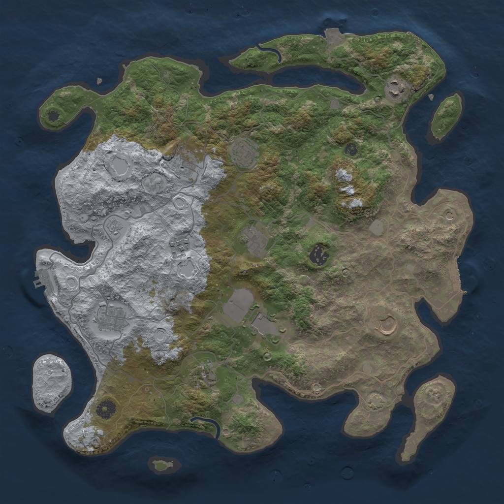 Rust Map: Procedural Map, Size: 4000, Seed: 1913814241, 18 Monuments