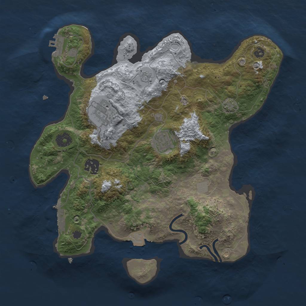 Rust Map: Procedural Map, Size: 3000, Seed: 1007173389, 10 Monuments