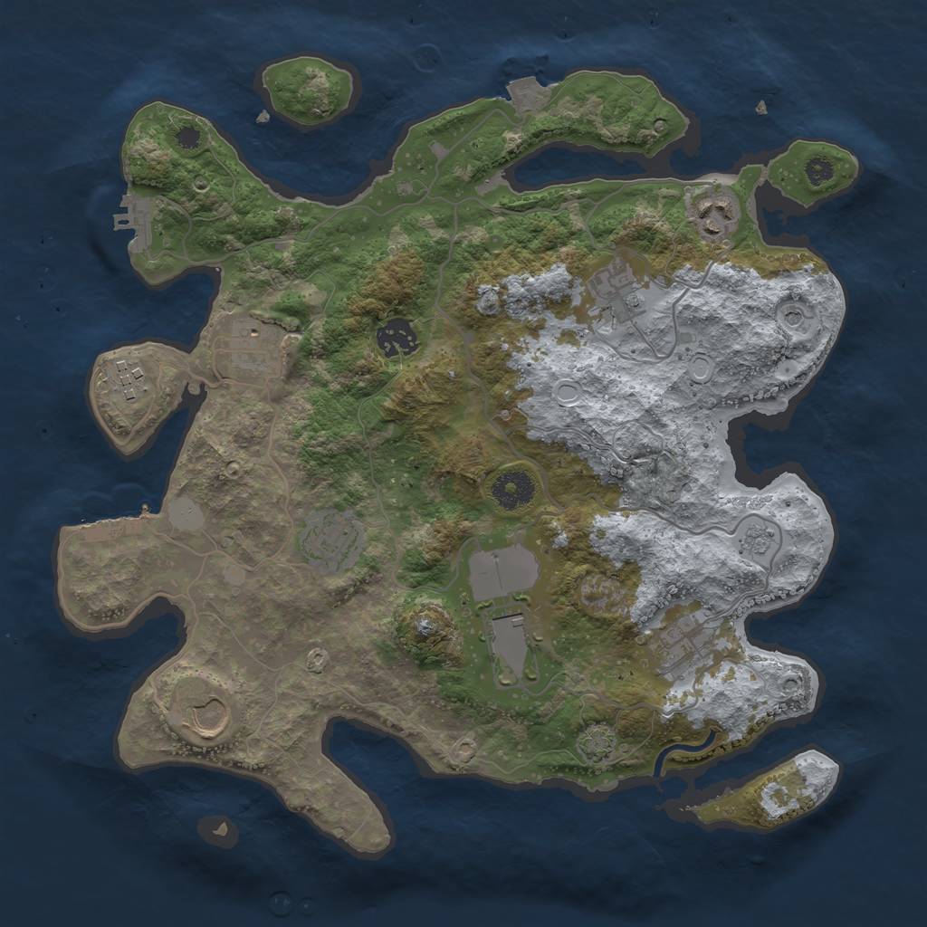 Rust Map: Procedural Map, Size: 3500, Seed: 1554281292, 17 Monuments