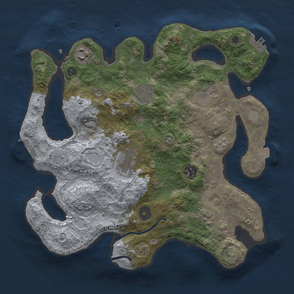 Rust Map: Procedural Map, Size: 3250, Seed: 1011301227, 15 Monuments