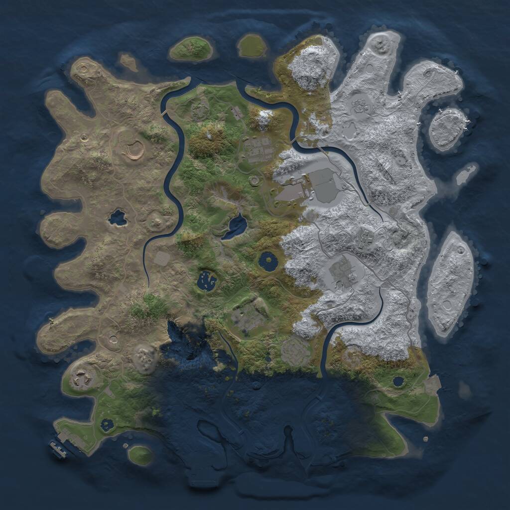 Rust Map: Procedural Map, Size: 4000, Seed: 1223866505, 15 Monuments