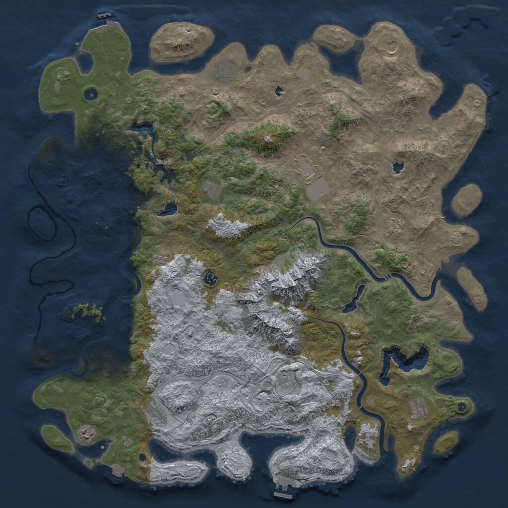 Rust Map: Procedural Map, Size: 5686, Seed: 3920008, 17 Monuments