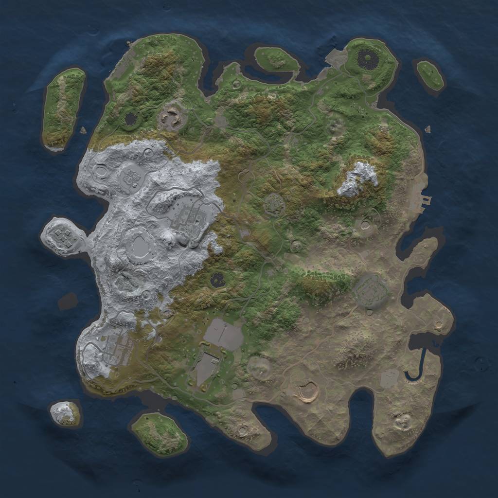 Rust Map: Procedural Map, Size: 3500, Seed: 2077858519, 15 Monuments