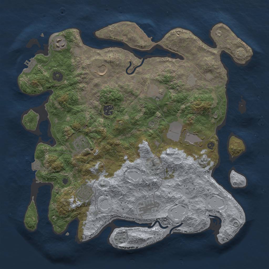 Rust Map: Procedural Map, Size: 3750, Seed: 24749773, 17 Monuments