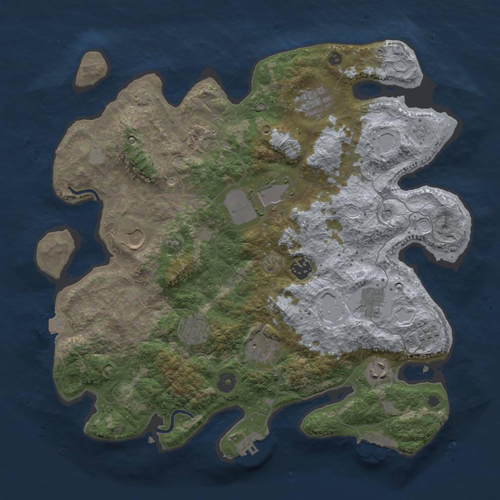 Rust Map: Procedural Map, Size: 3750, Seed: 34991955, 18 Monuments