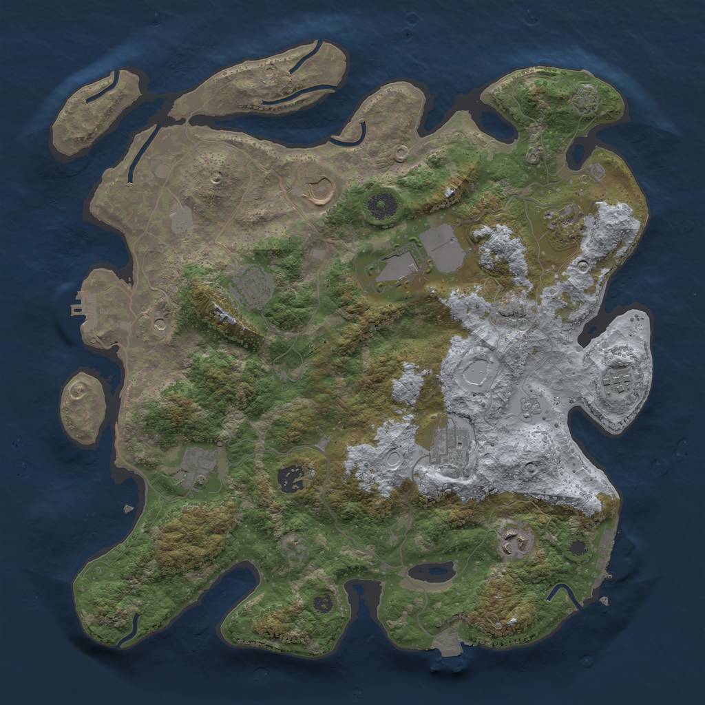 Rust Map: Procedural Map, Size: 3800, Seed: 1630133559, 17 Monuments