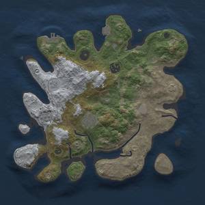 Thumbnail Rust Map: Procedural Map, Size: 3000, Seed: 1676835572, 10 Monuments