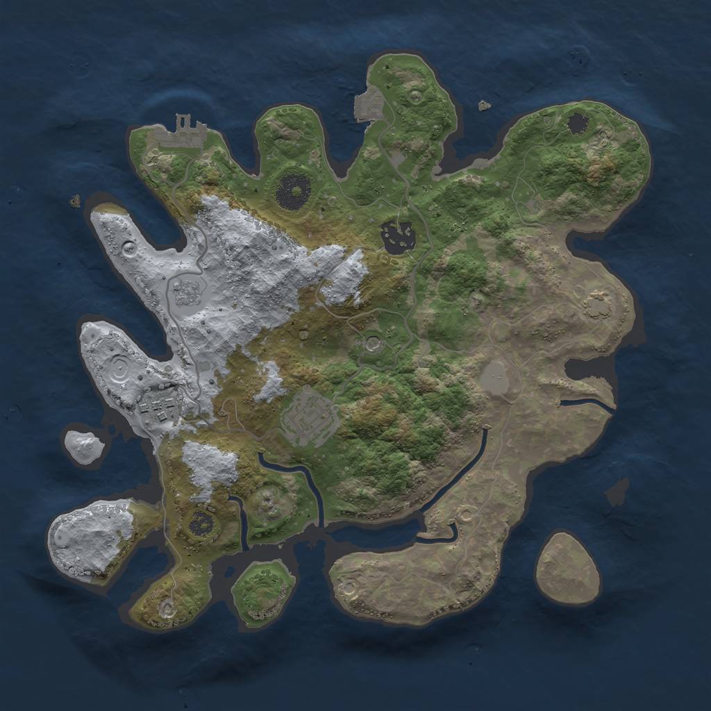 Rust Map: Procedural Map, Size: 3000, Seed: 1676835572, 10 Monuments