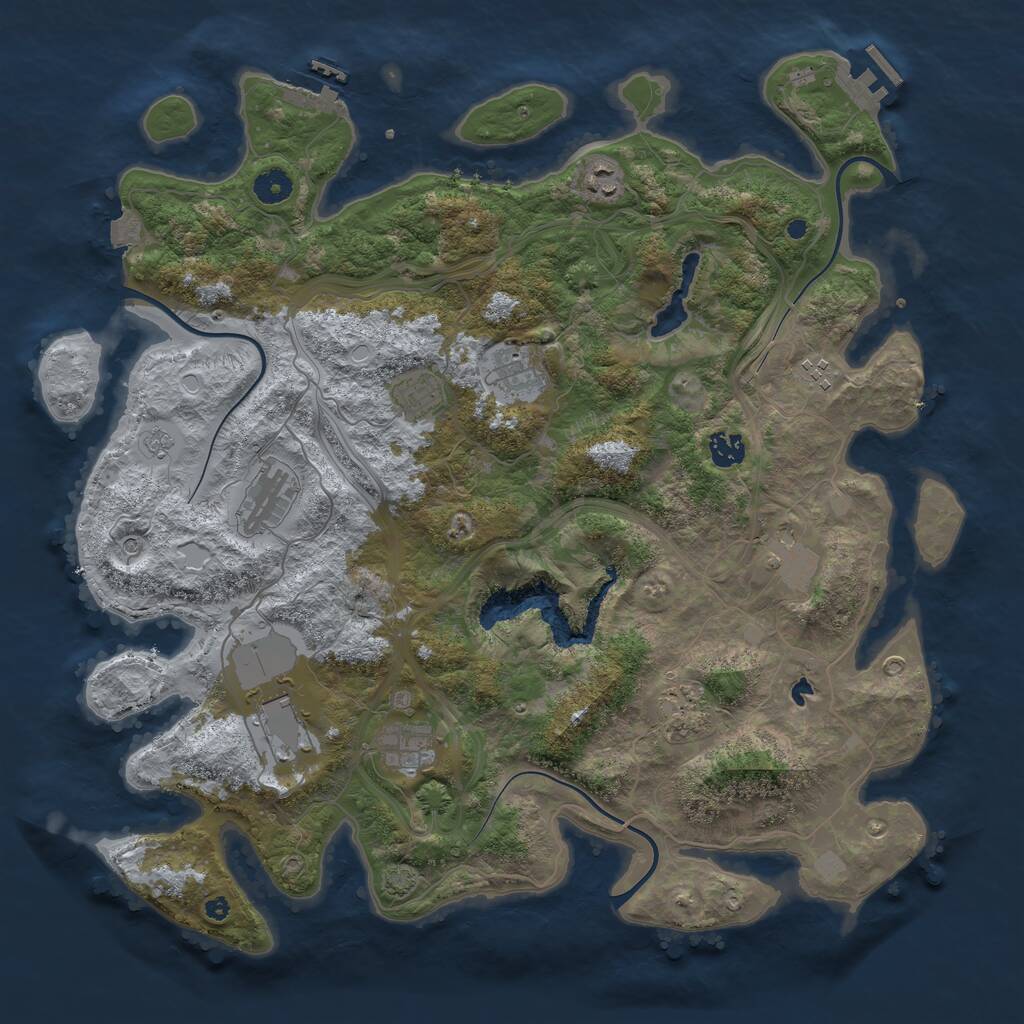 Rust Map: Procedural Map, Size: 4250, Seed: 7306, 16 Monuments