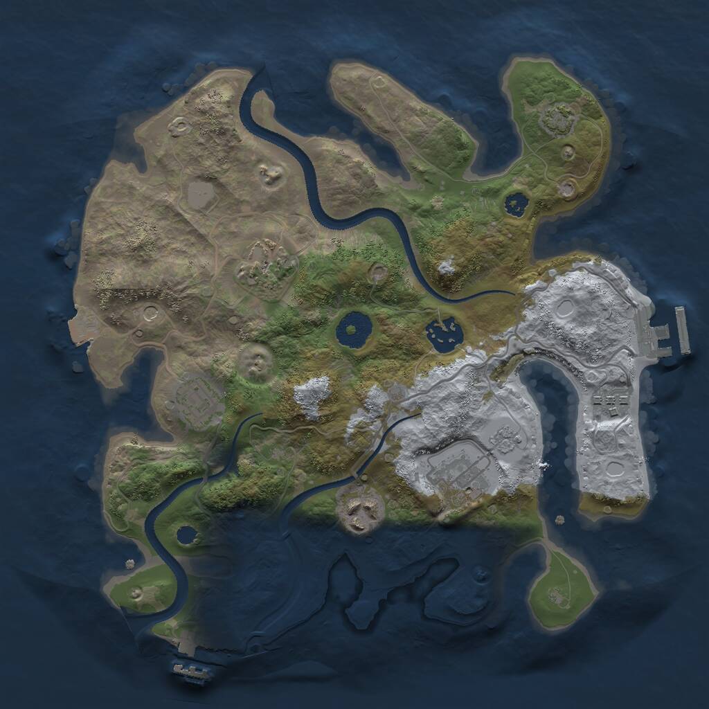 Rust Map: Procedural Map, Size: 3000, Seed: 1011574477, 12 Monuments