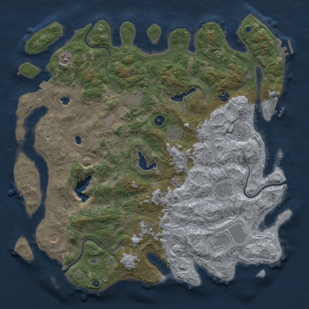 Rust Map: Procedural Map, Size: 4600, Seed: 564092993, 16 Monuments