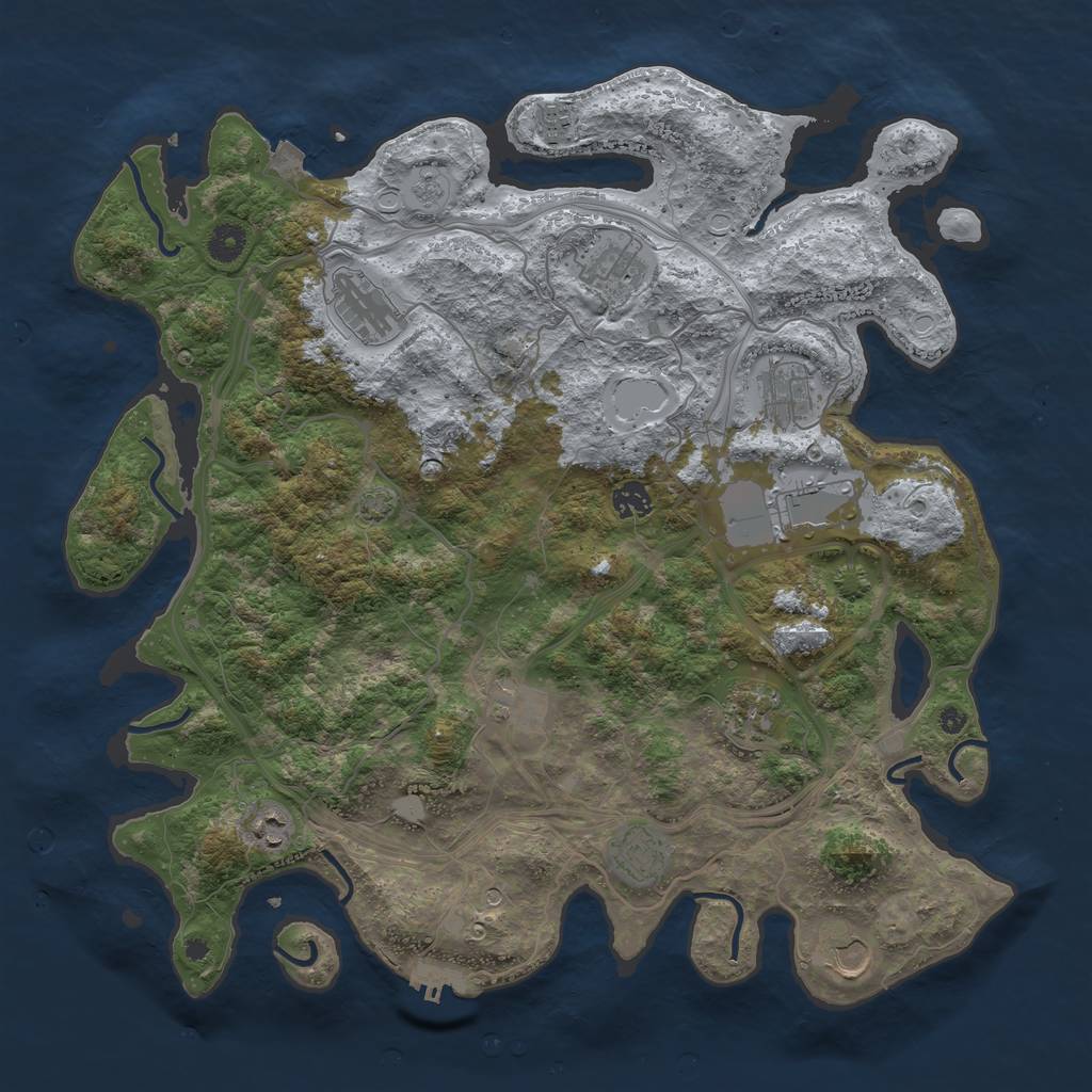 Rust Map: Procedural Map, Size: 4250, Seed: 351921594, 18 Monuments