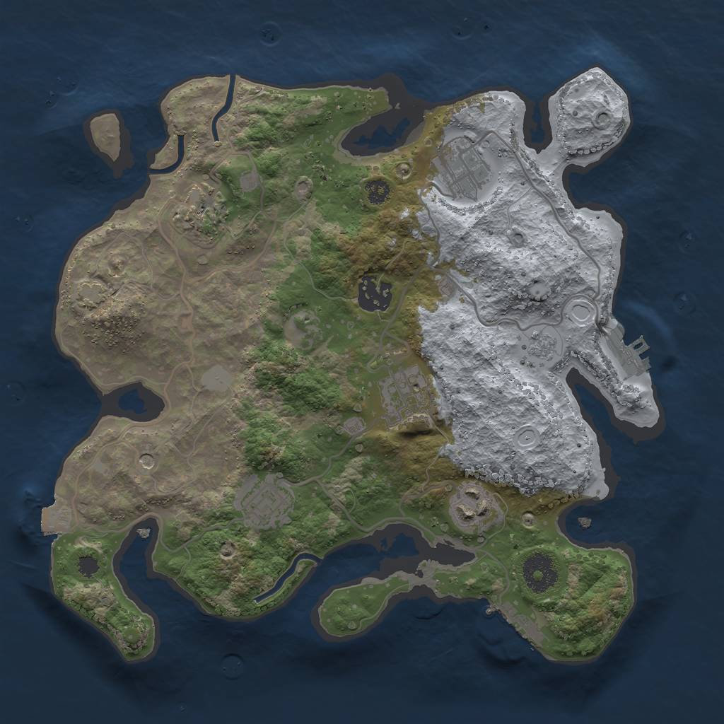 Rust Map: Procedural Map, Size: 3000, Seed: 1322046222, 14 Monuments