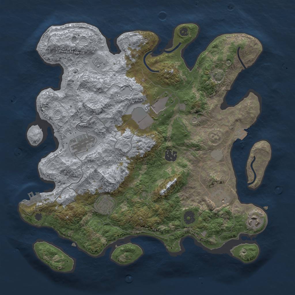 Rust Map: Procedural Map, Size: 3500, Seed: 153443, 13 Monuments