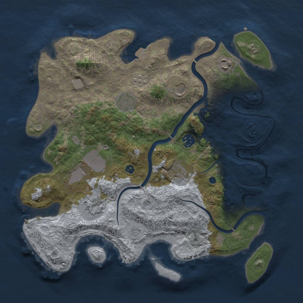 Rust Map: Procedural Map, Size: 3500, Seed: 1751270257, 12 Monuments